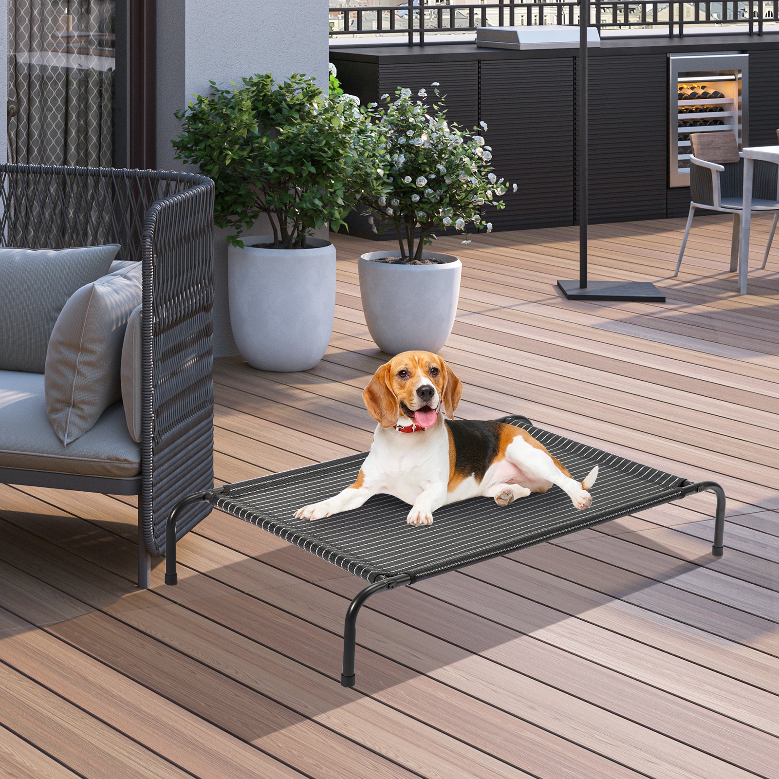 43"D x 26"W x 8"H outdoor pet bed