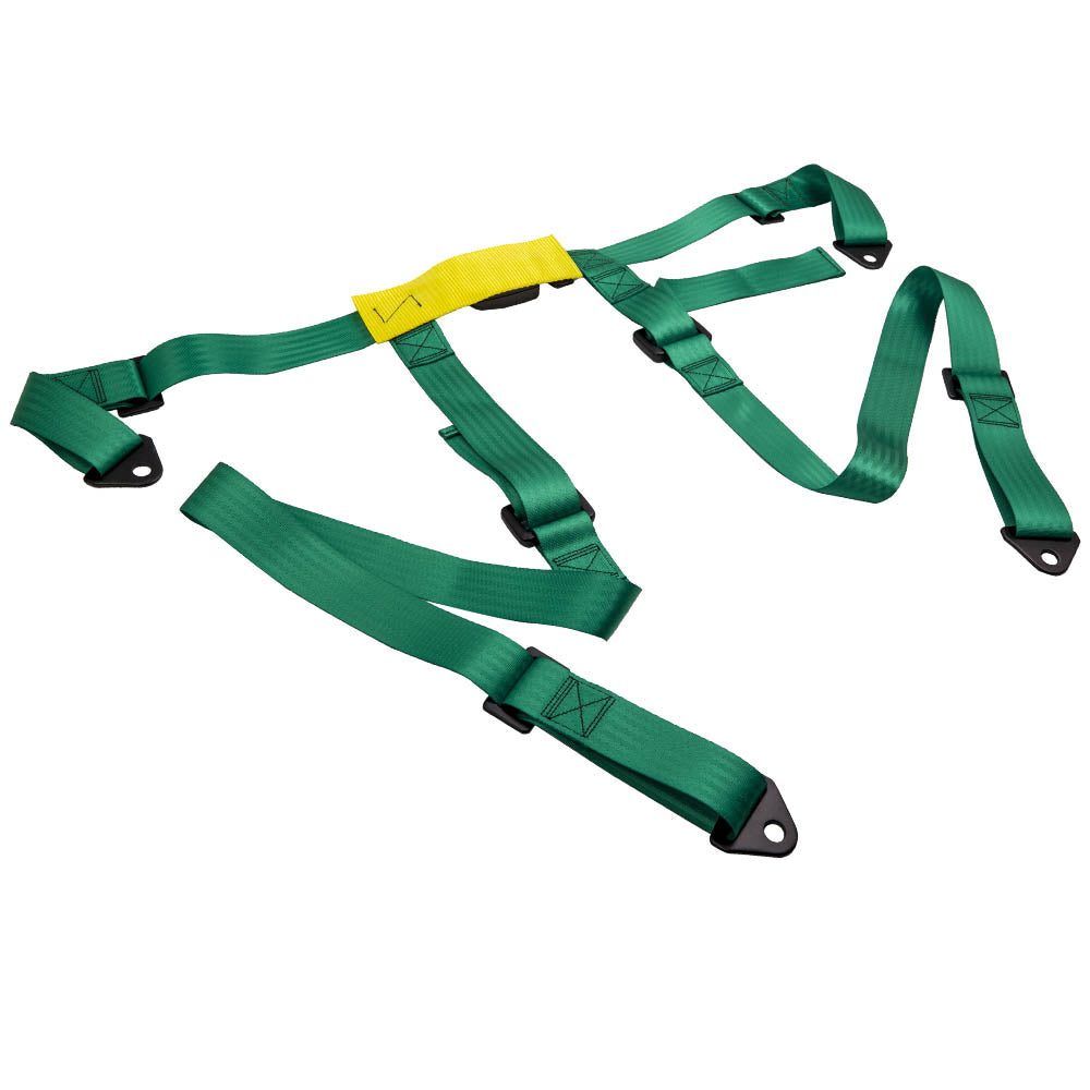 2 Packs Universal 4 Point Racing Safety Harness Seat Belt 2" Strap Green