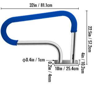 Swimming Pool Stair Rail w/ Mount Base Plate & Complete Mounting Accessories