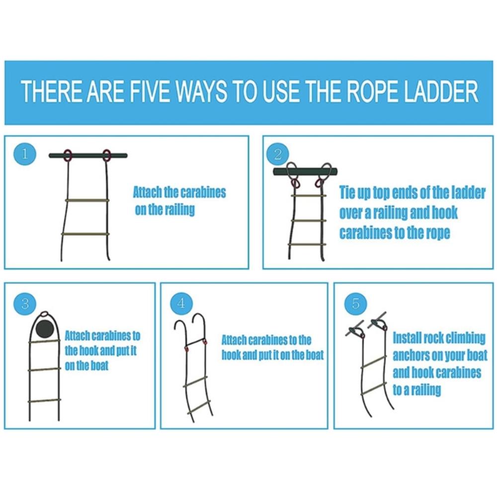 4 Step Boat Rope Ladder Marine Rope Ladder for Inflatable Boat Kayak Motorboat Canoeing