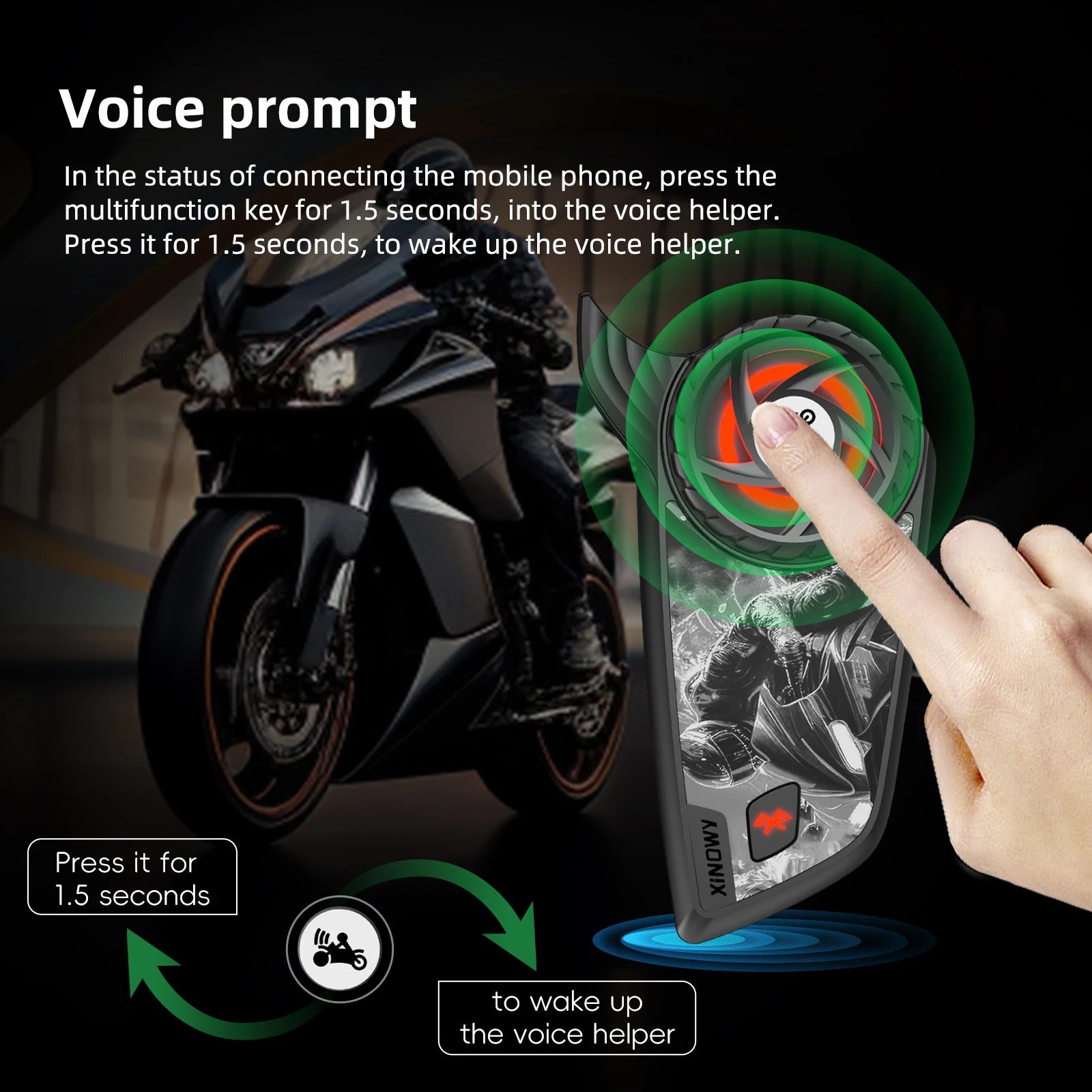 S8 motorcycle Bluetooth helmet intercom distance 1200M rotary button design supports FM