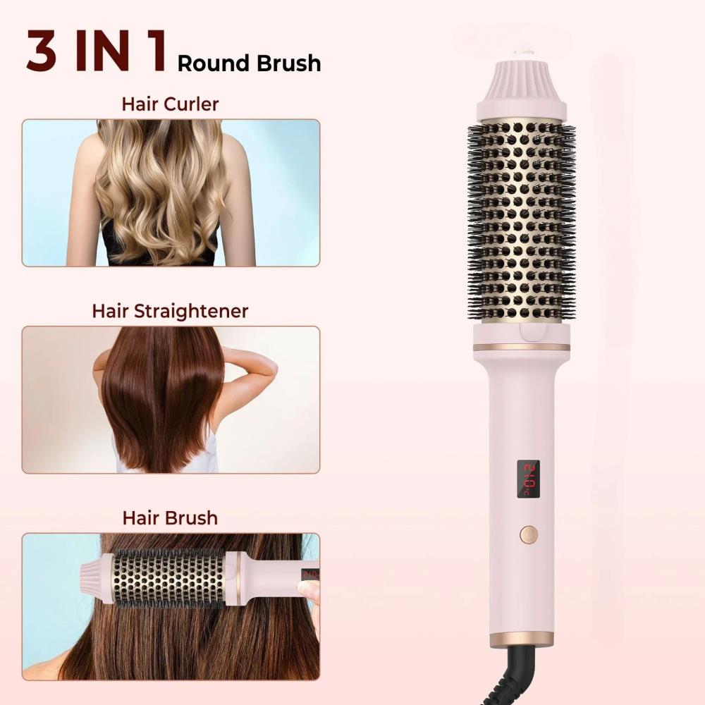 1.5 Inch Curling Iron Brush Ceramic Heat Brush Heated Hair Heated Comb Electric Curling Comb