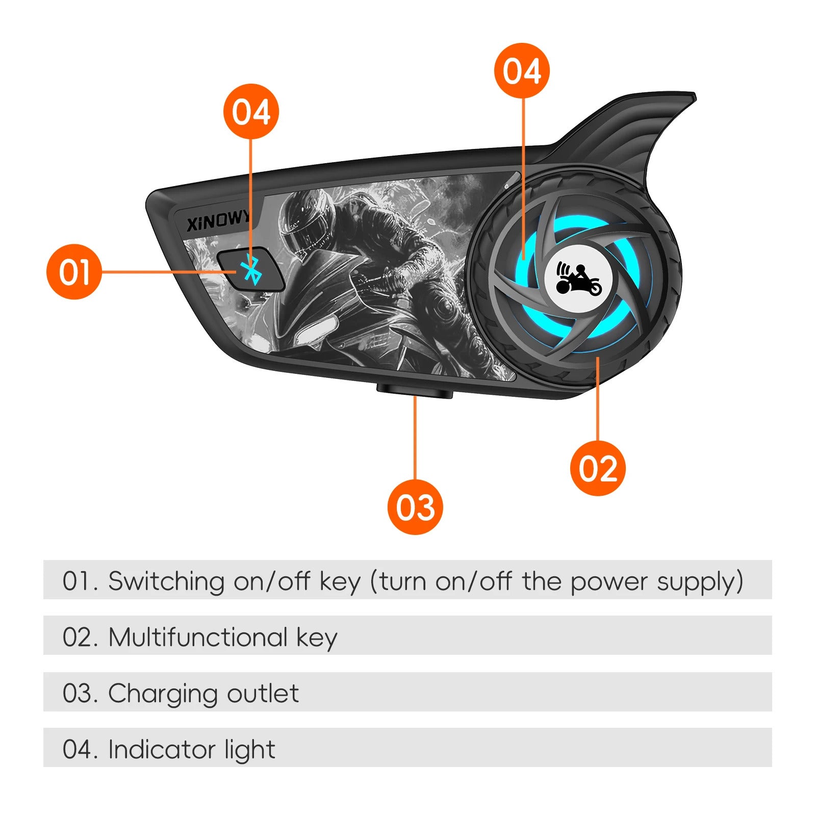 S8 motorcycle Bluetooth helmet intercom distance 1200M rotary button design supports FM