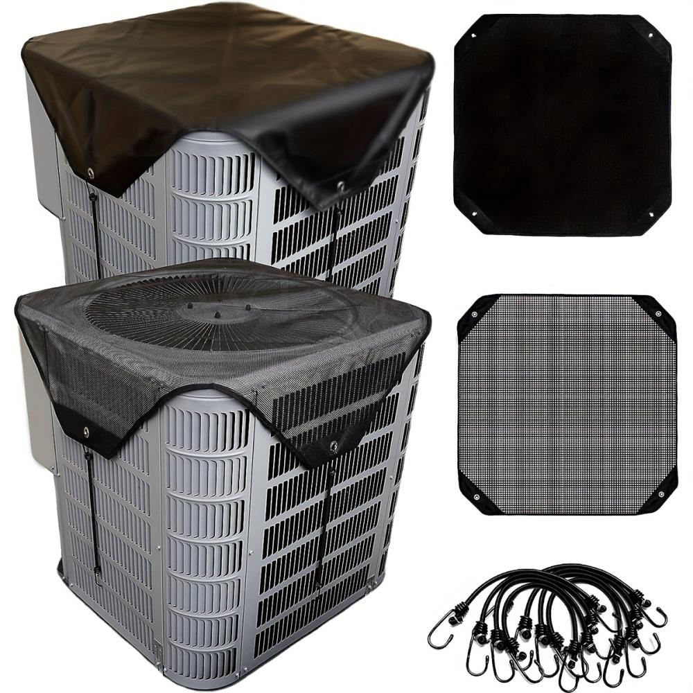 Air Conditioner Covers for Outside Units Central Ac Cover Leaf Guard Heavy Duty Mesh AC Defender for Outdoor Square Units,Black