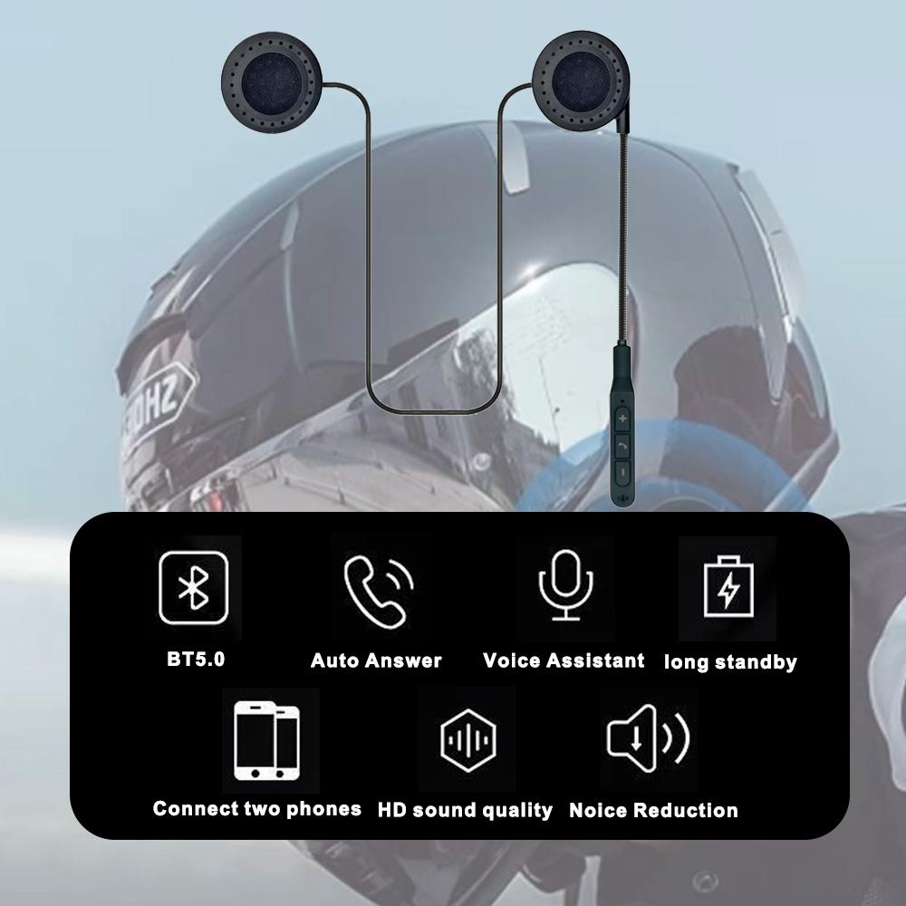 Pairs 2 Cell Phones Bluetooth 5.0 Helmet Headphones Wireless Auto-Answer Hands-Free Motorcycle Accessories