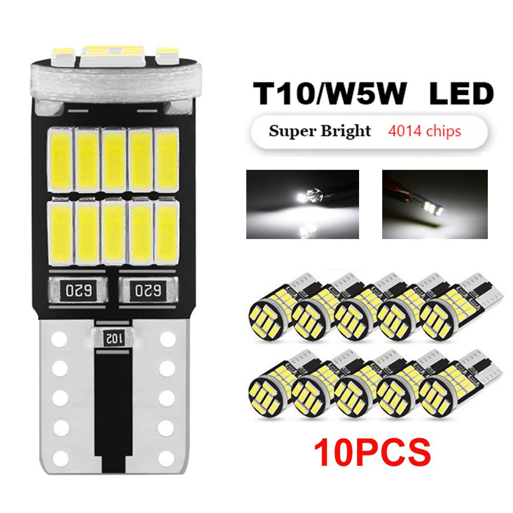 10pc W5W T10 194 LED car light bulb 26SMD 4014 car highlight dome door light 12V