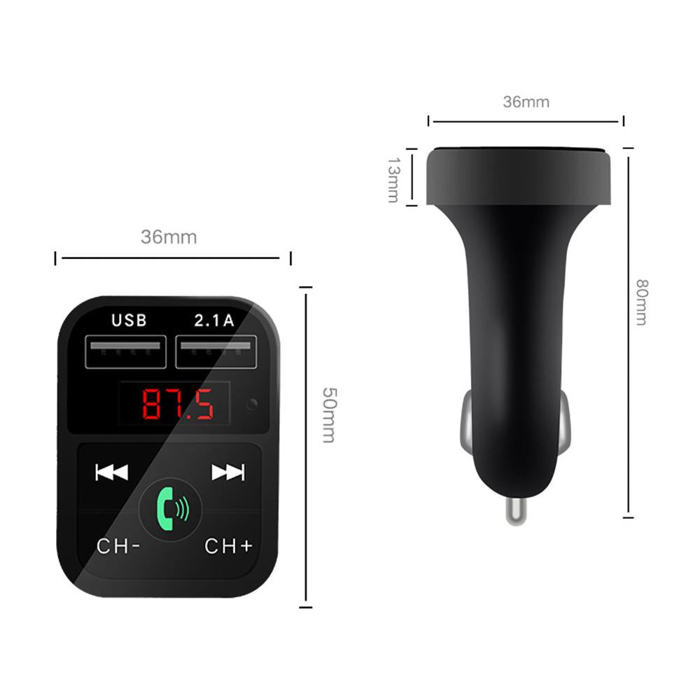 Car Hands Free Bluetooth Compatible 5.0 FM Transmitter Car Kit MP3 2 USB Fast Charger