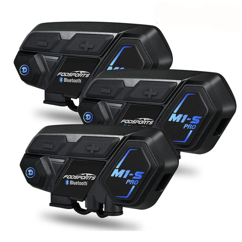 3 Pack M1s Pro Motorcycle Helmet Bluetooth Intercom Headset 8 Riders 2000M Waterproof