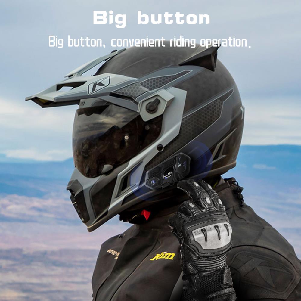 M1s Pro Motorcycle Helmet Bluetooth Headset Waterproof Walkie-Talkie Voice Assistant 8 Rider 1000M