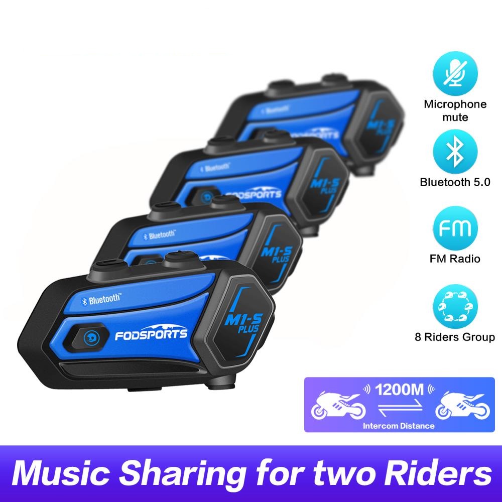 4Pcs M1-s Plus Motorcycle Helmet Intercom Bluetooth Headset Waterproof