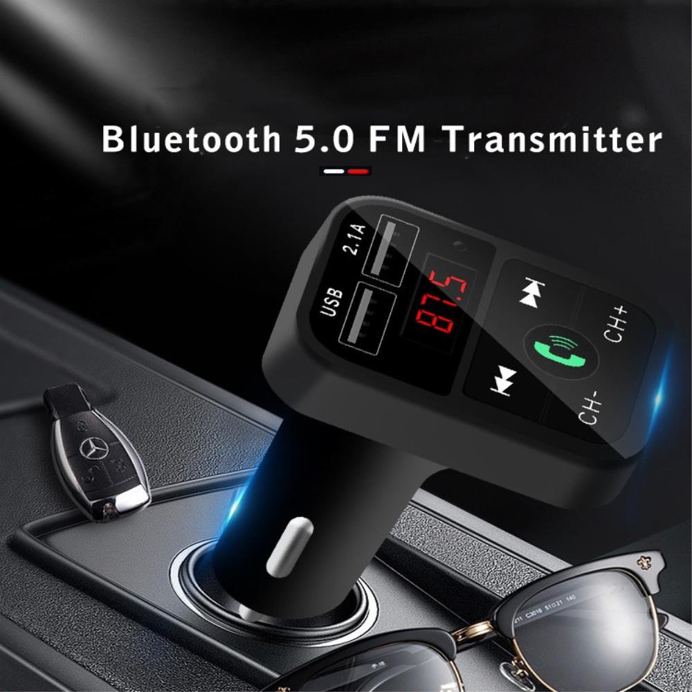 Bluetooth 5.0 FM Transmitter Wireless Hands-Free MP3 Audio Music Player Car Dual USB 2.1A Fast Charger