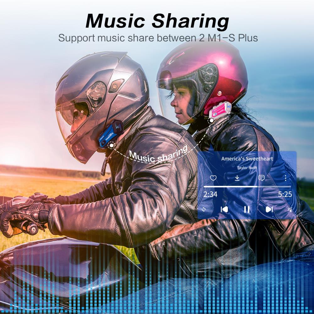 M1s Plus Helmet Intercom Motorcycle Bluetooth Headset 8 Riders 1000M